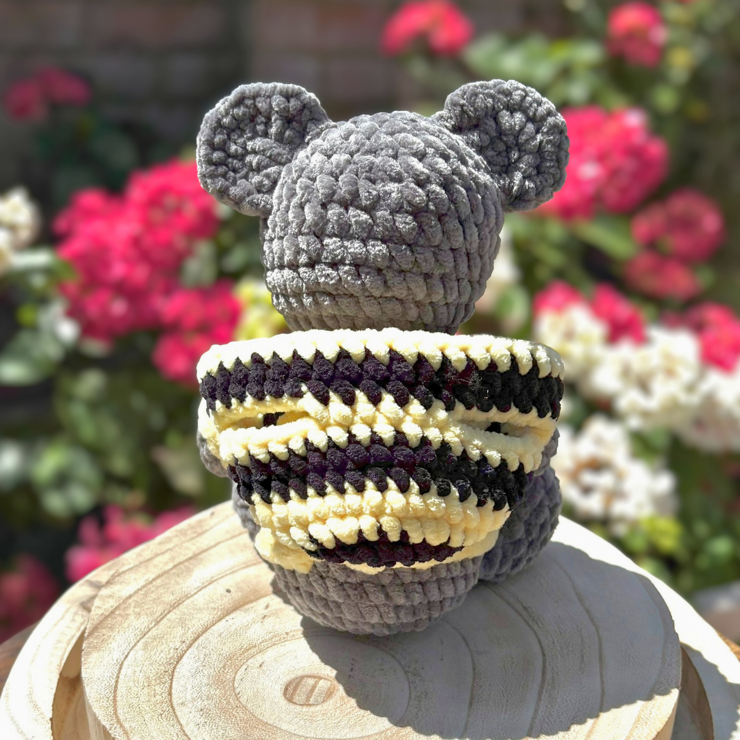 Crochet Hoody Elephant With Interactive Bee Coloured Hoody