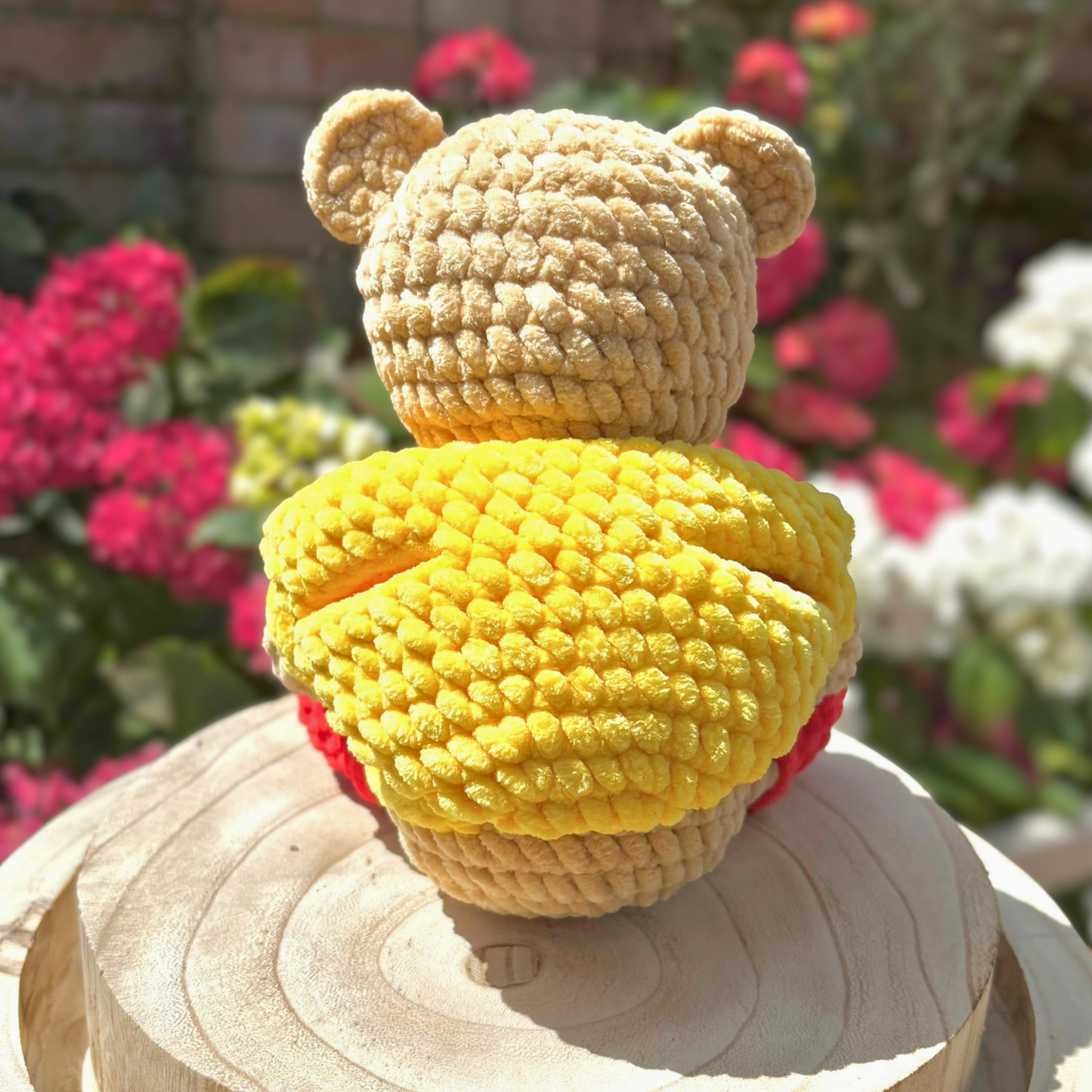 Crochet Hoody Bear With Interactive Yellow Hoody and Red Boots