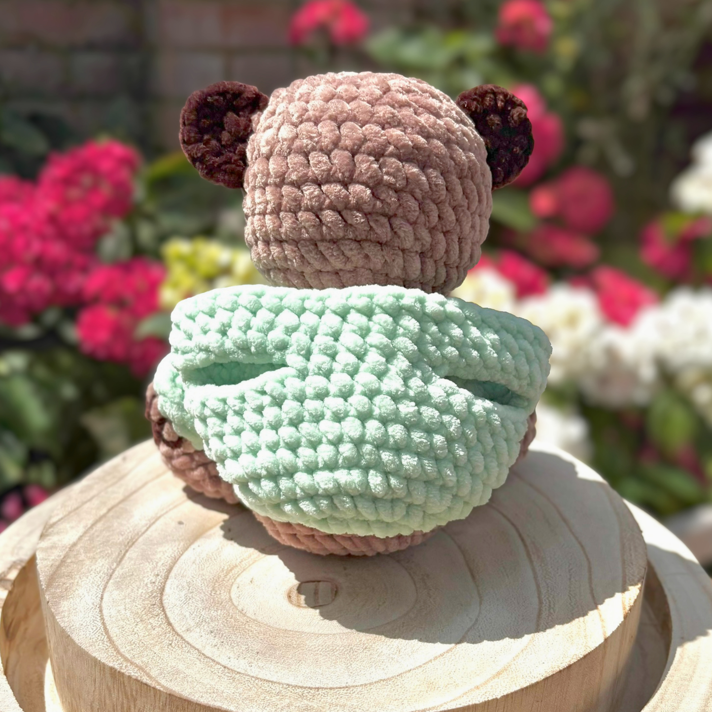 Crochet Hoody Bear With Interactive Matcha Green Hoody