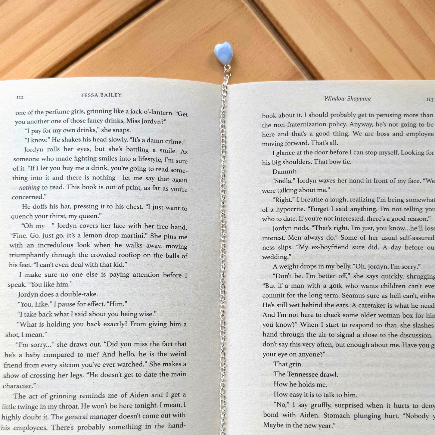 Floral Blue Book Stack Polymer Clay Chain Bookmark