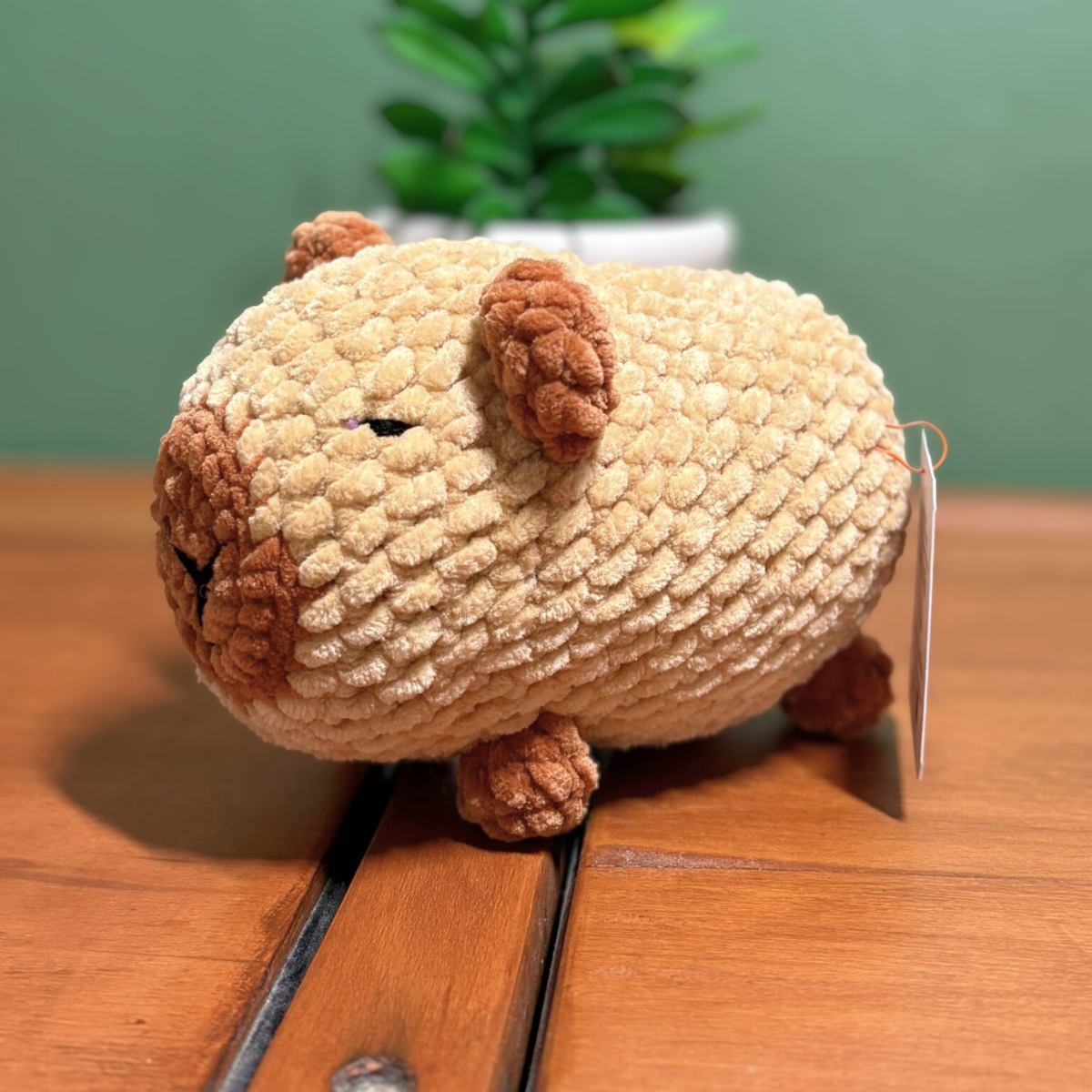 Crochet Chenille Capybara with Embroidered Eyes