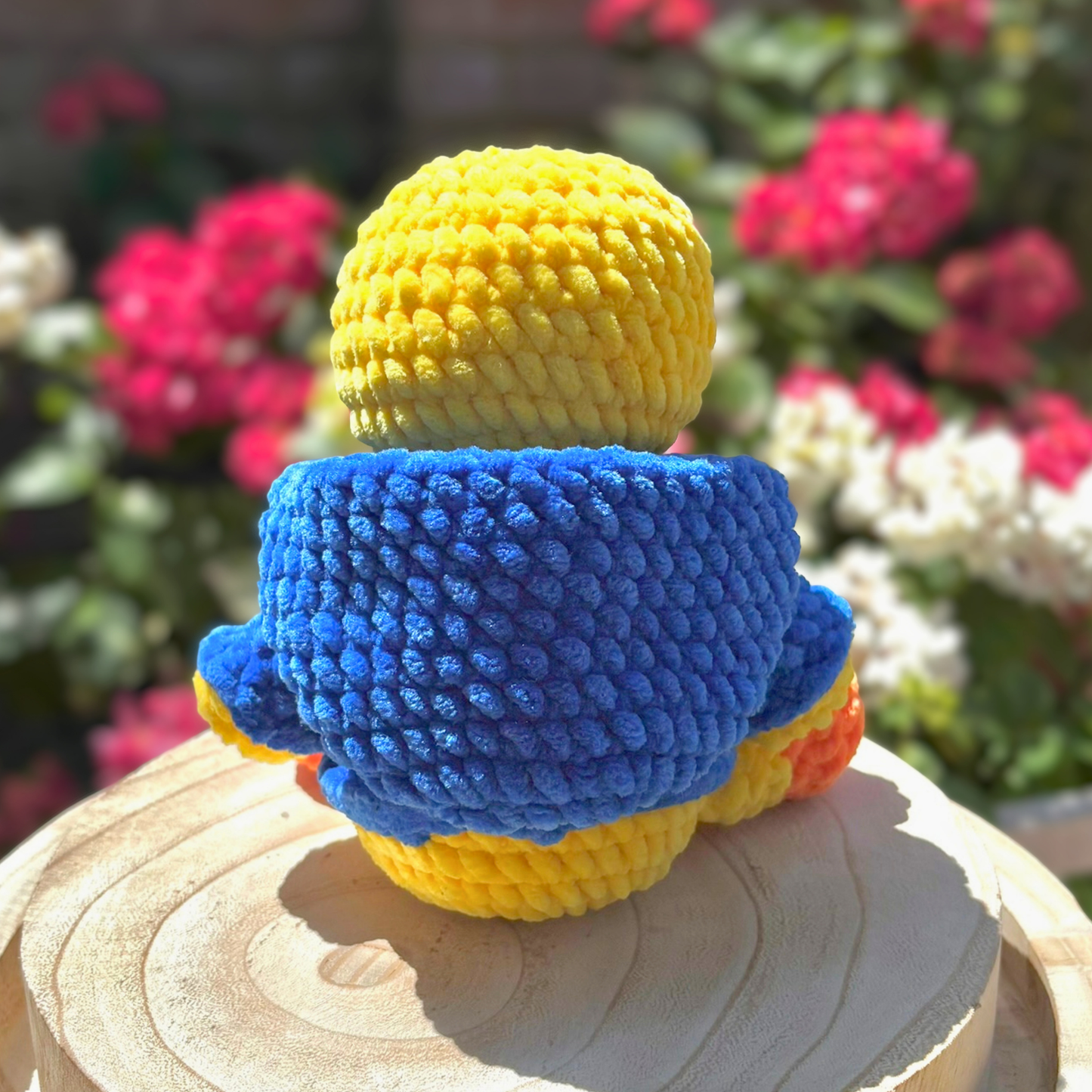 Crochet Chenille Hoody Duck in Blue Interactive Hoody