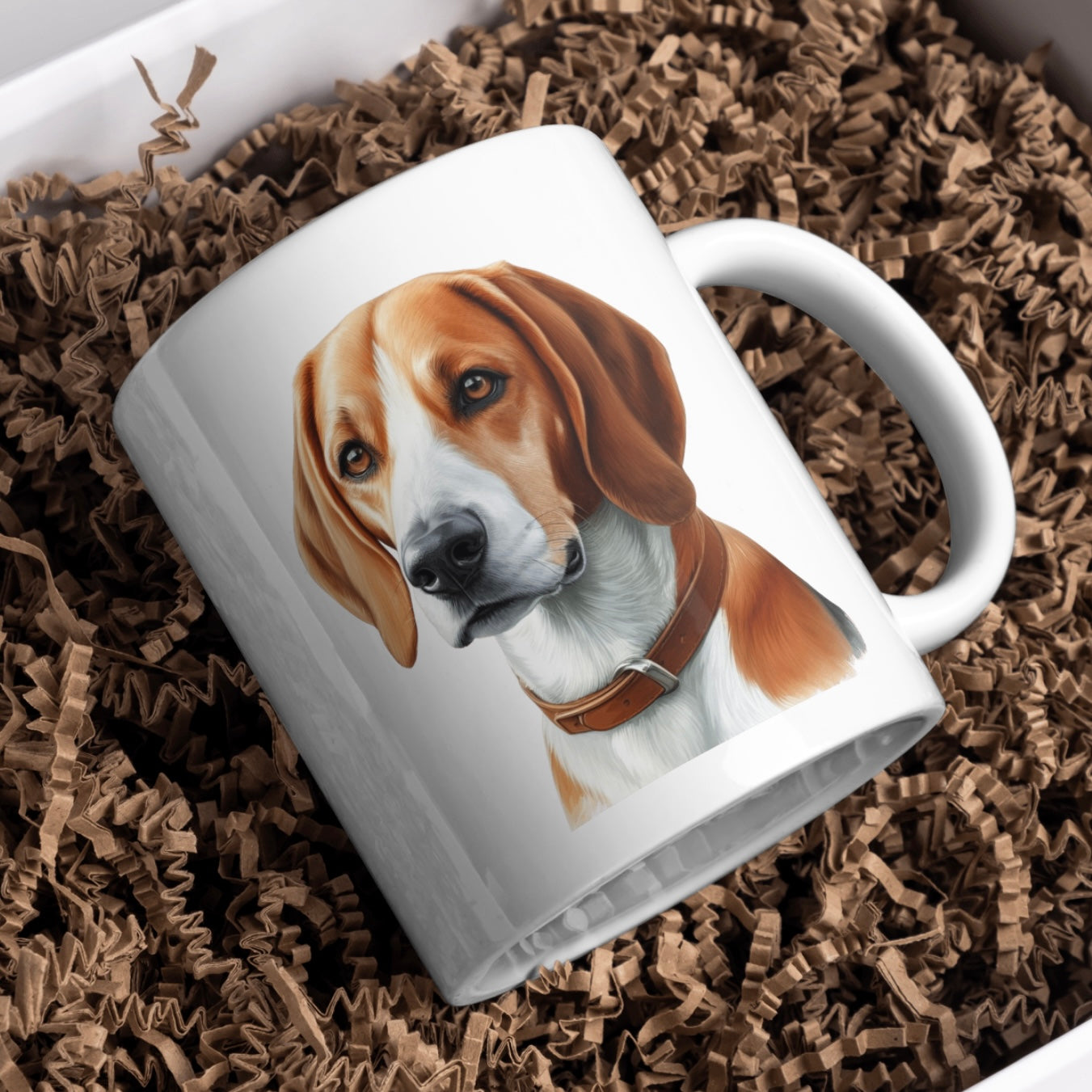 English Foxhound Dog 11oz White Mug, Perfect Gift Idea As It Comes Boxed.