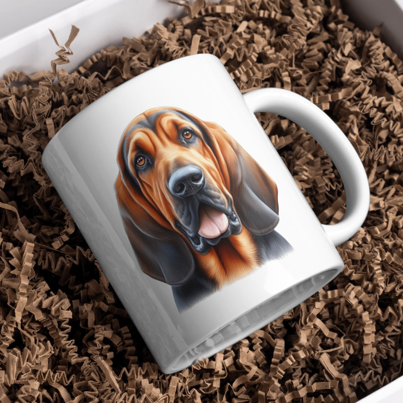 Bloodhound Dog 11oz White Mug, Perfect Gift Idea As It Comes Boxed.