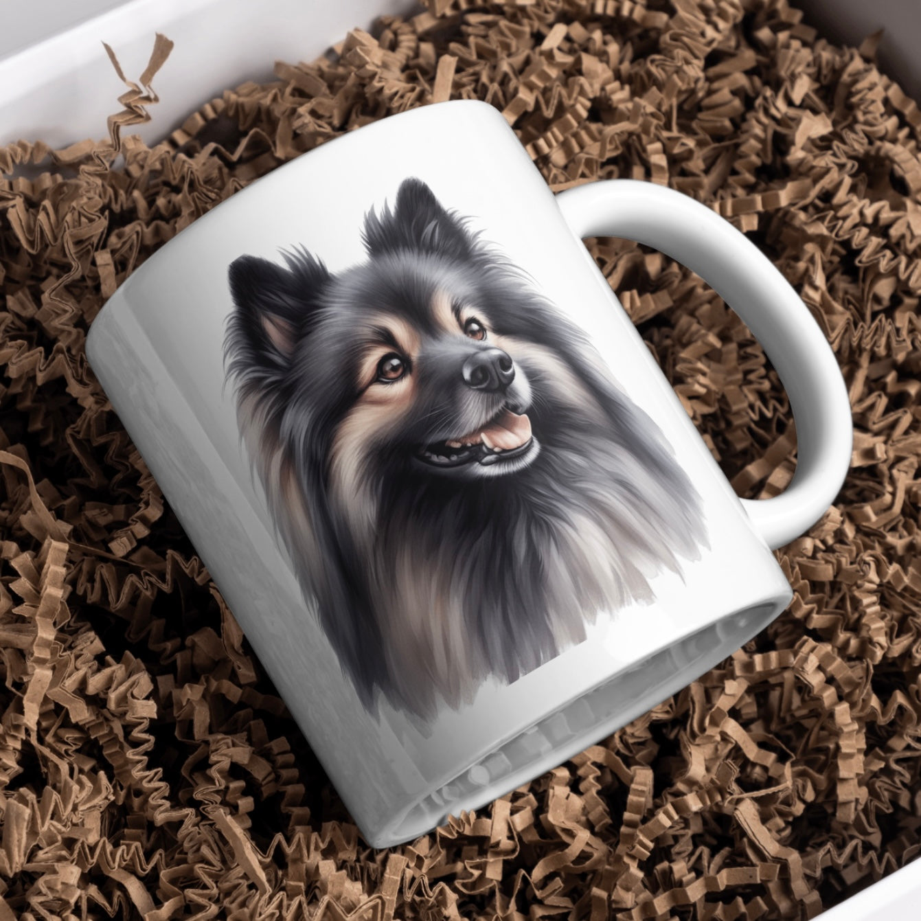 Keeshond Dog 11oz White Mug, Perfect Gift Idea As It Comes Boxed.