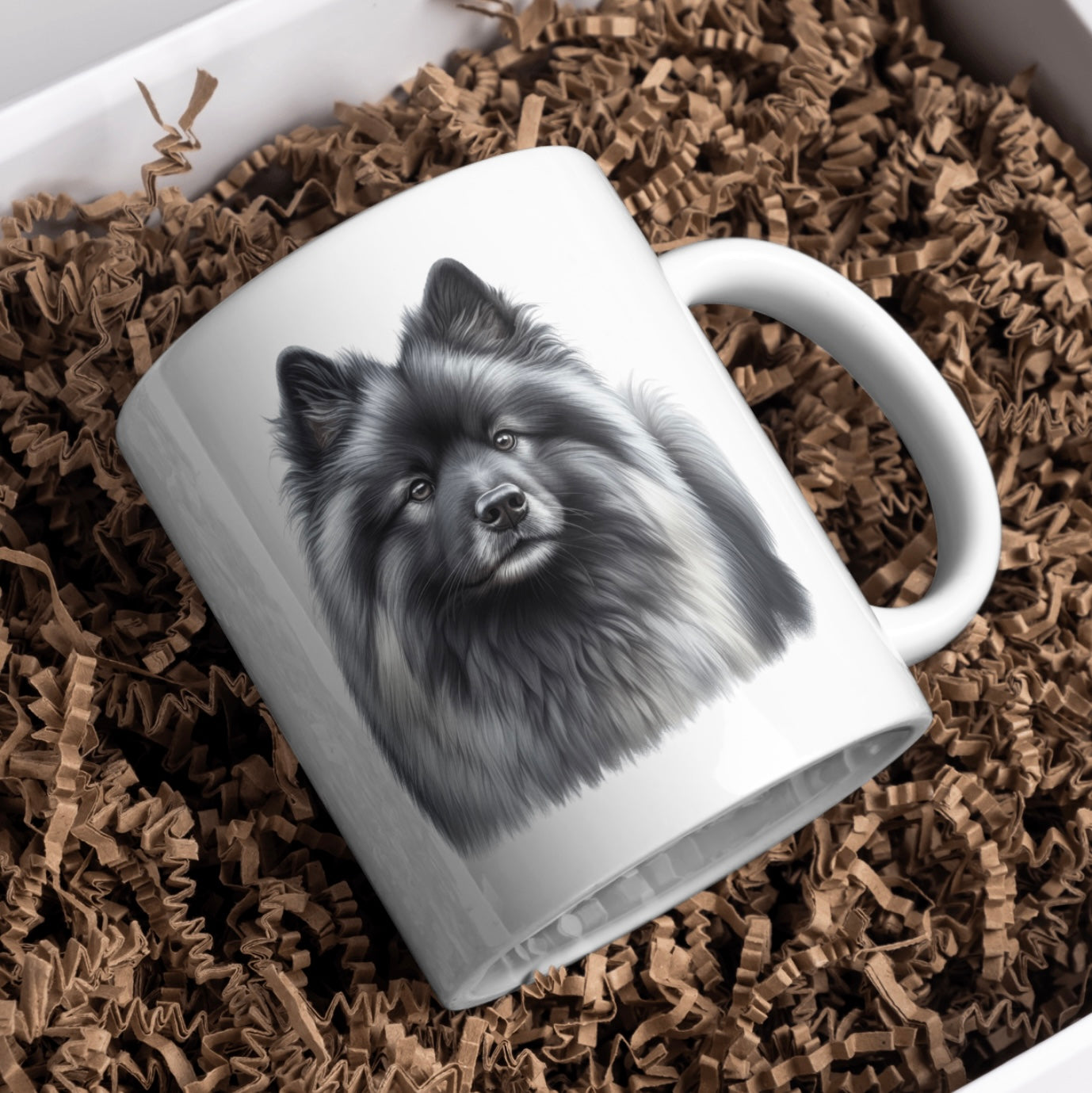 Keeshond Dog 11oz White Mug, Perfect Gift Idea As It Comes Boxed.