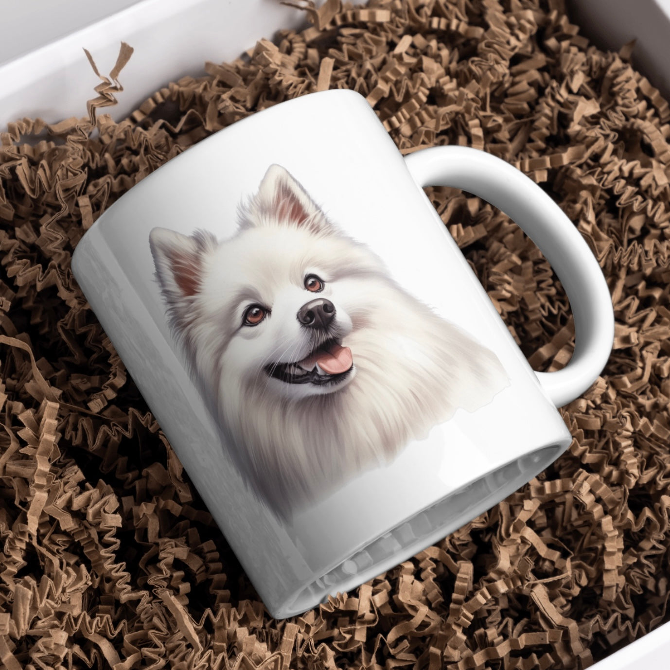 American Eskimo Dog 11oz White Mug, Perfect Gift Idea As It Comes Boxed.