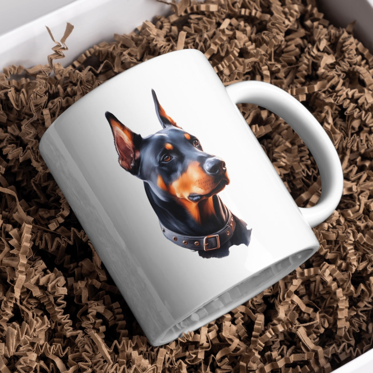 Doberman Dog 11oz White Mug, Perfect Gift Idea As It Comes Boxed.
