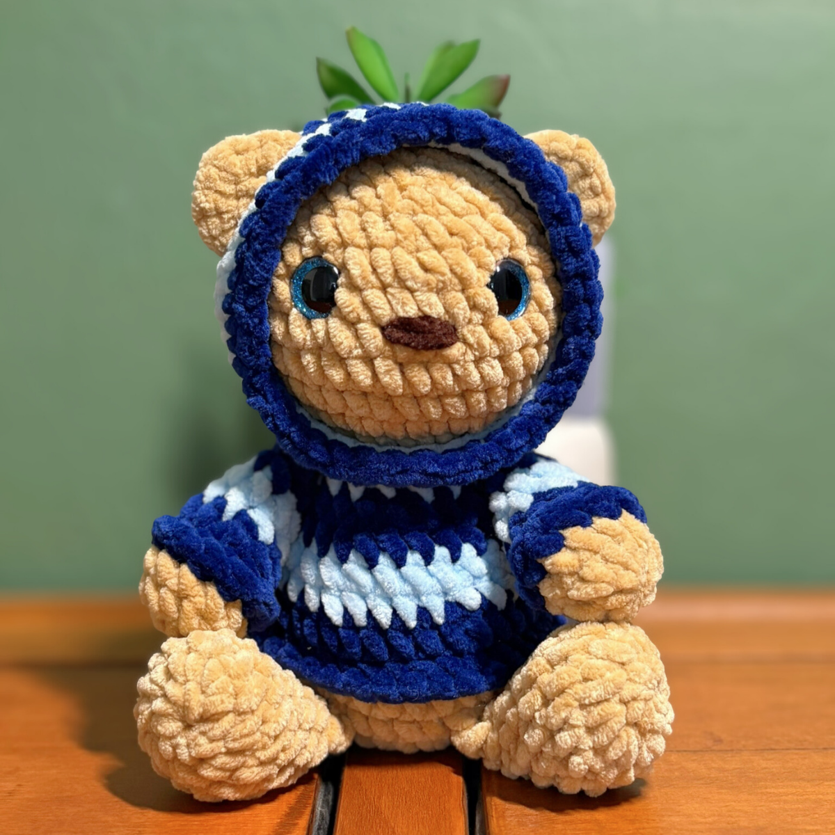 Crochet Hoody Bear With Striped Hoody