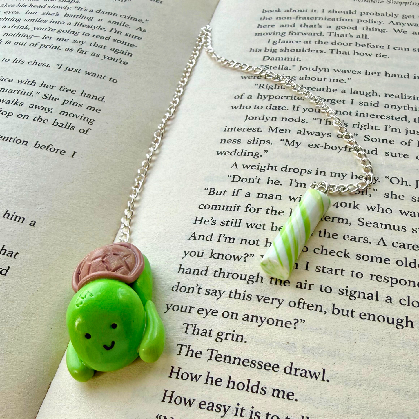 Cute Turtle Polymer Clay Chain Bookmark