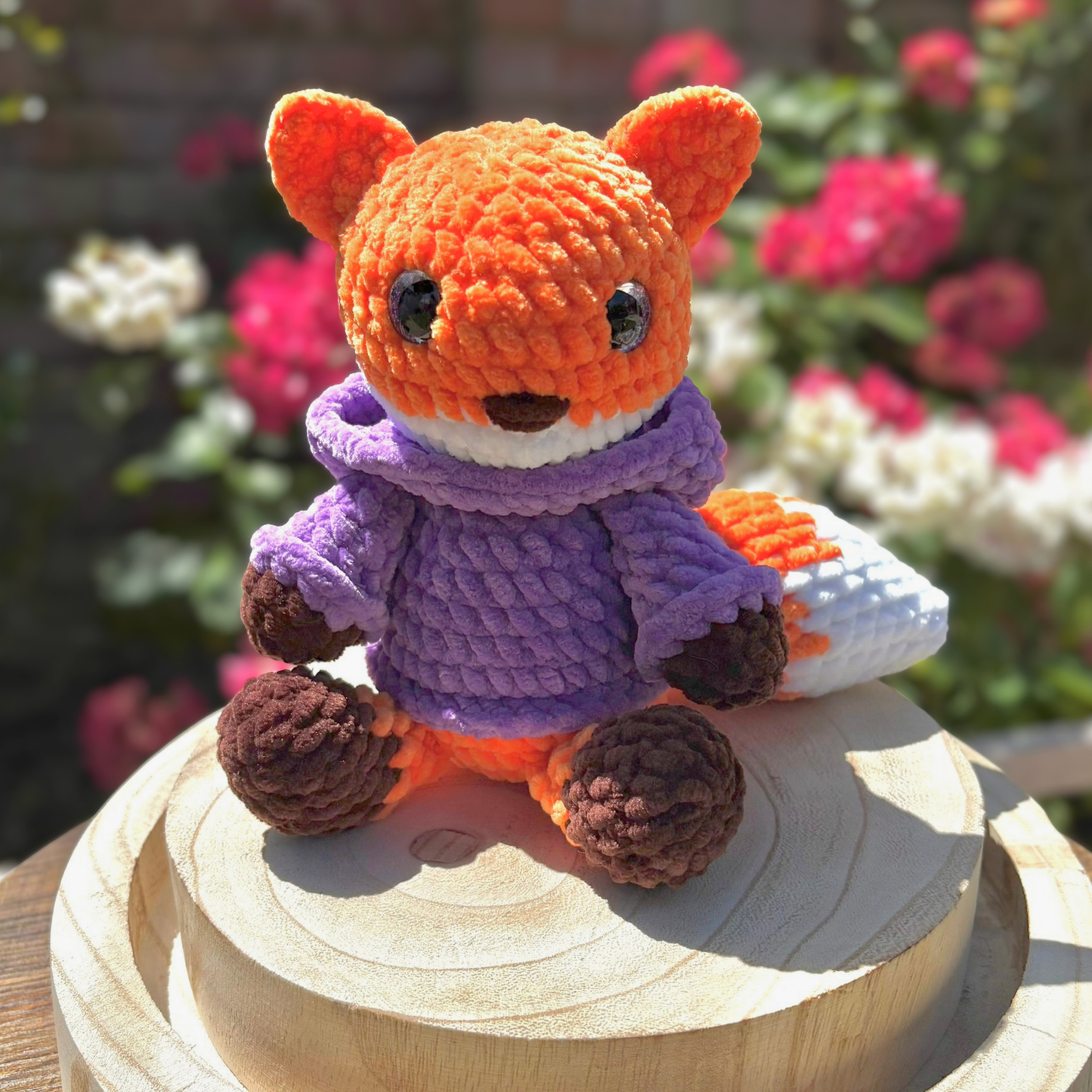 Crochet Hoody Fox With Interactive Purple Hoody