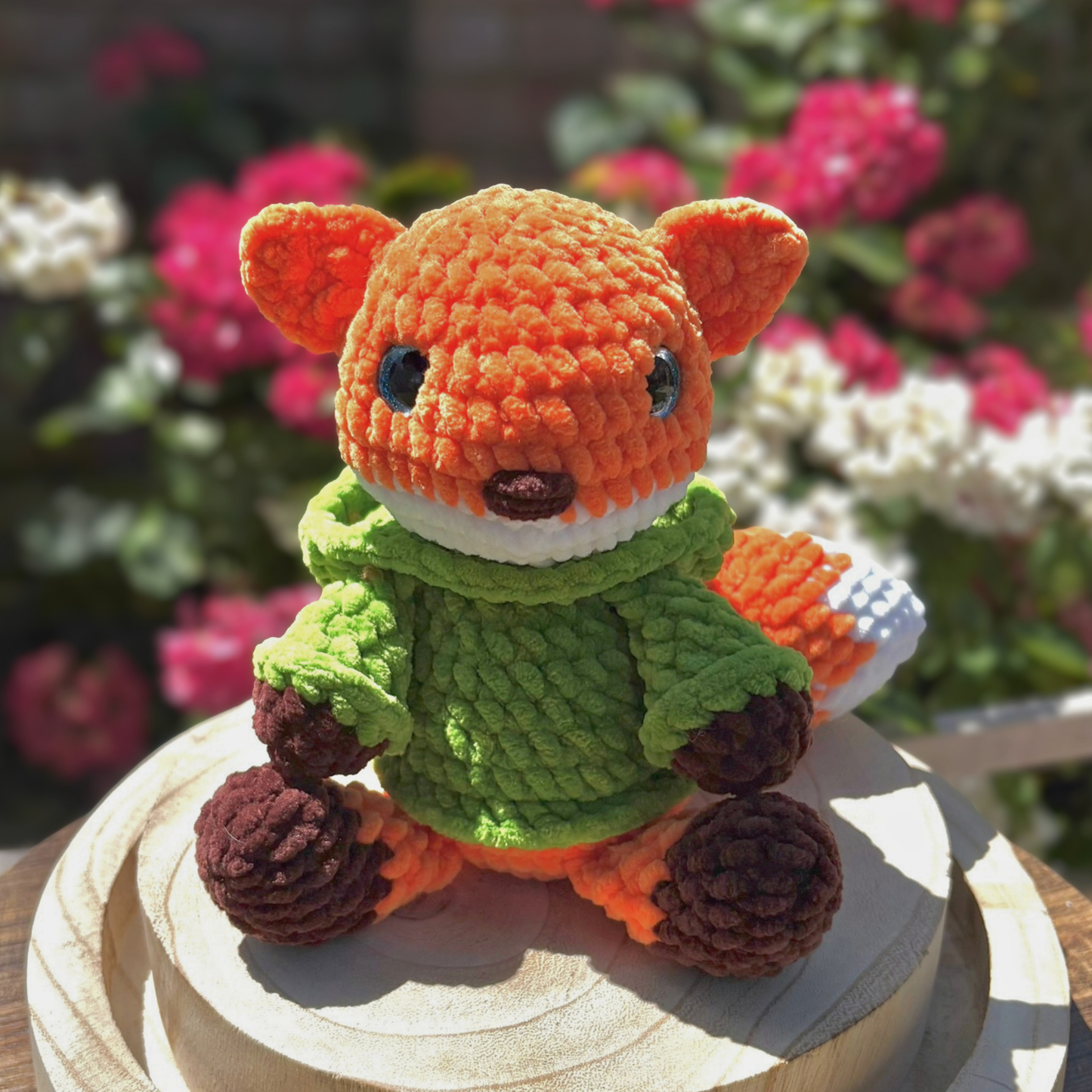 Crochet Hoody Fox With Interactive Frog Green Hoody