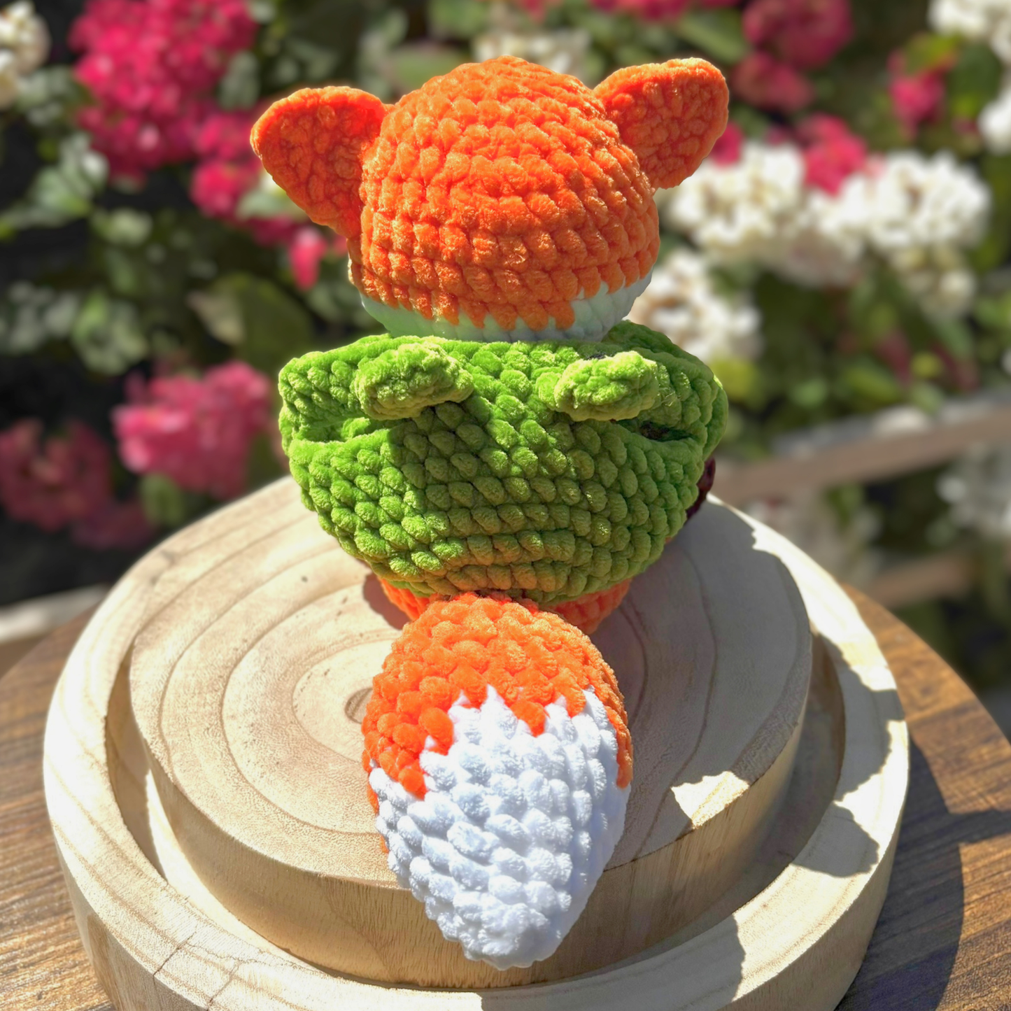 Crochet Hoody Fox With Interactive Frog Green Hoody