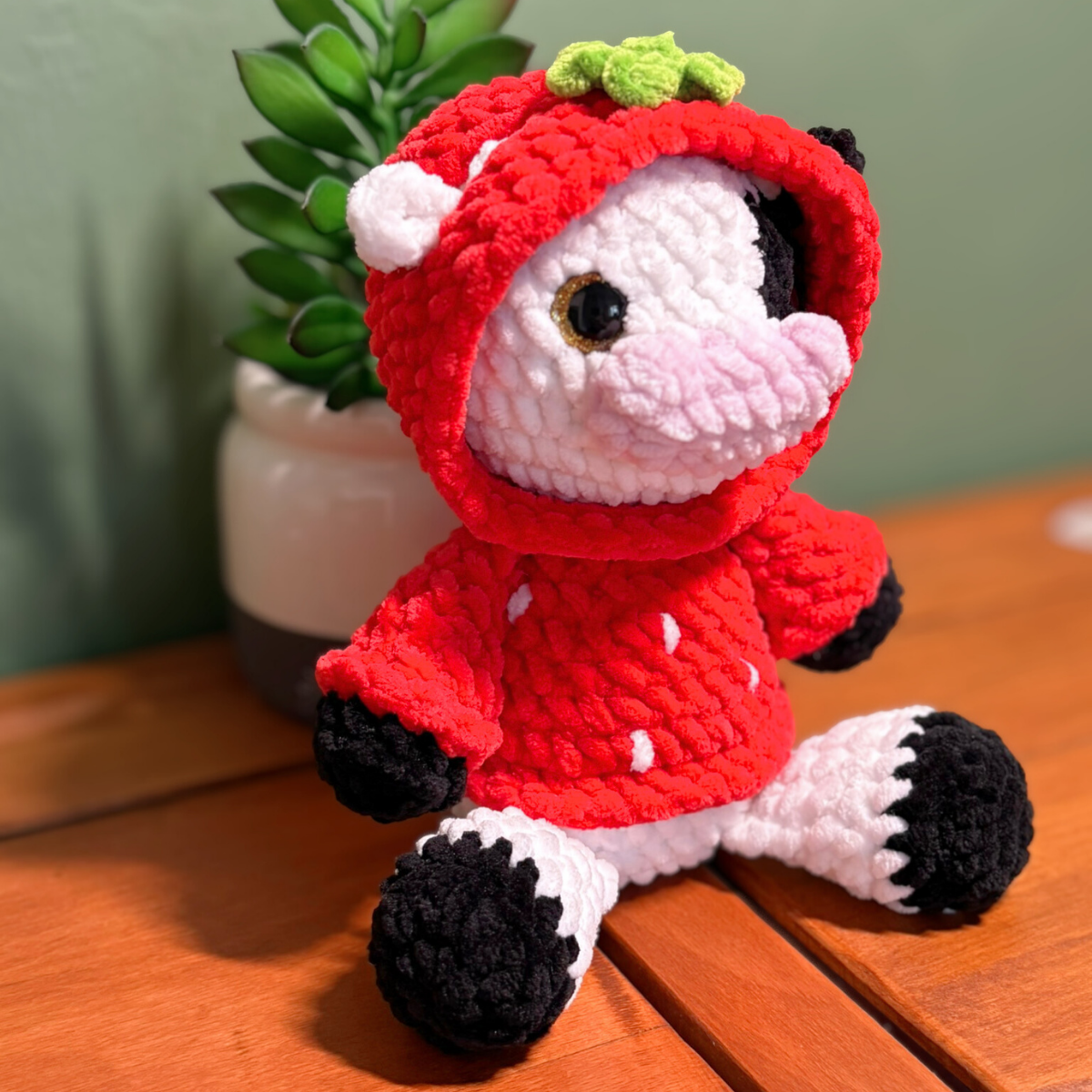 Crochet Strawberry Hoody Cow