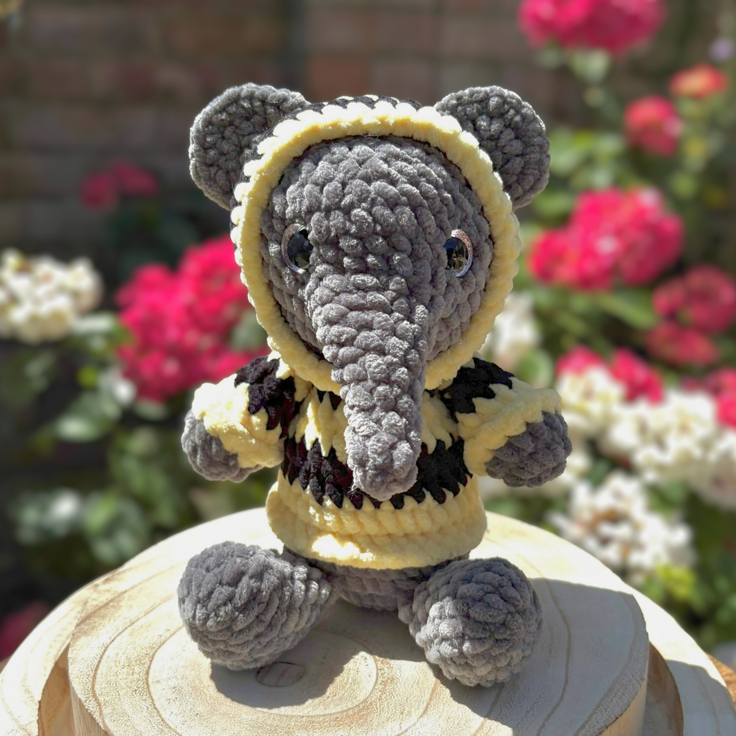 Crochet Hoody Elephant With Interactive Hoody in various colours