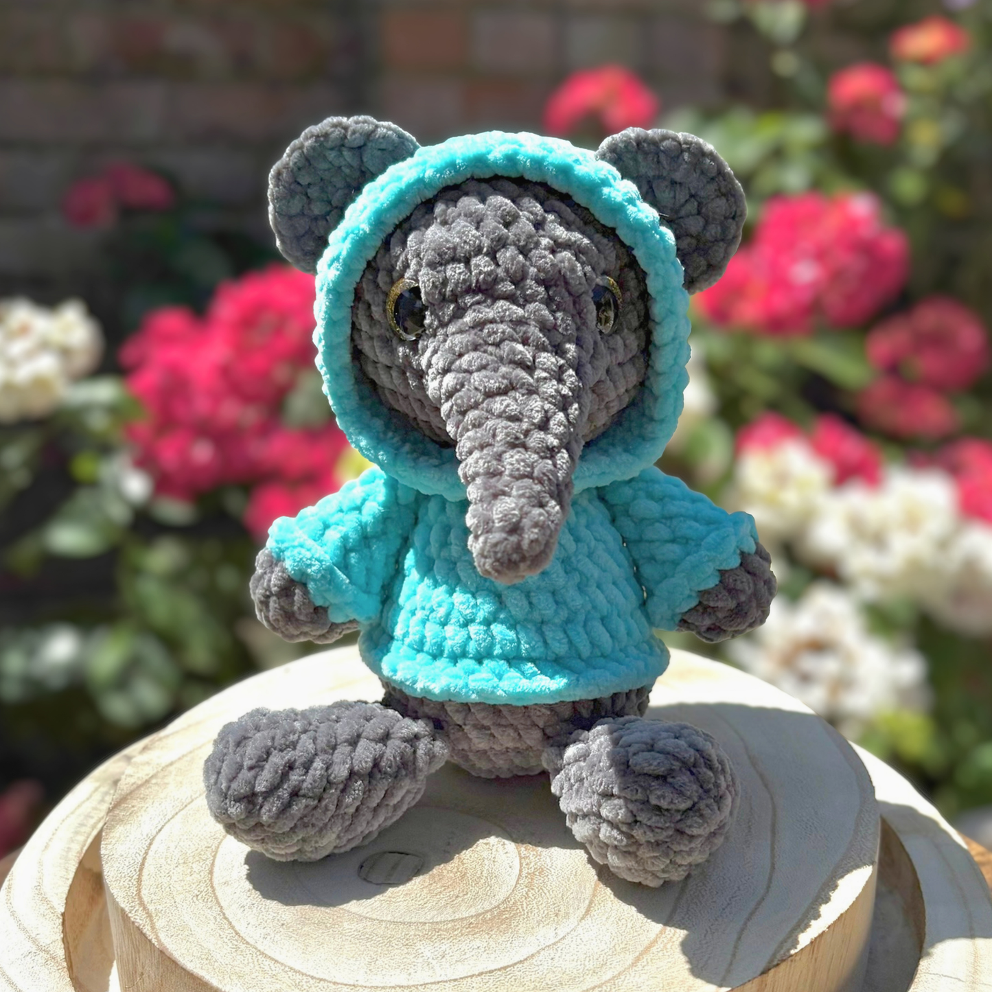 Crochet Hoody Elephant With Interactive Hoody in various colours