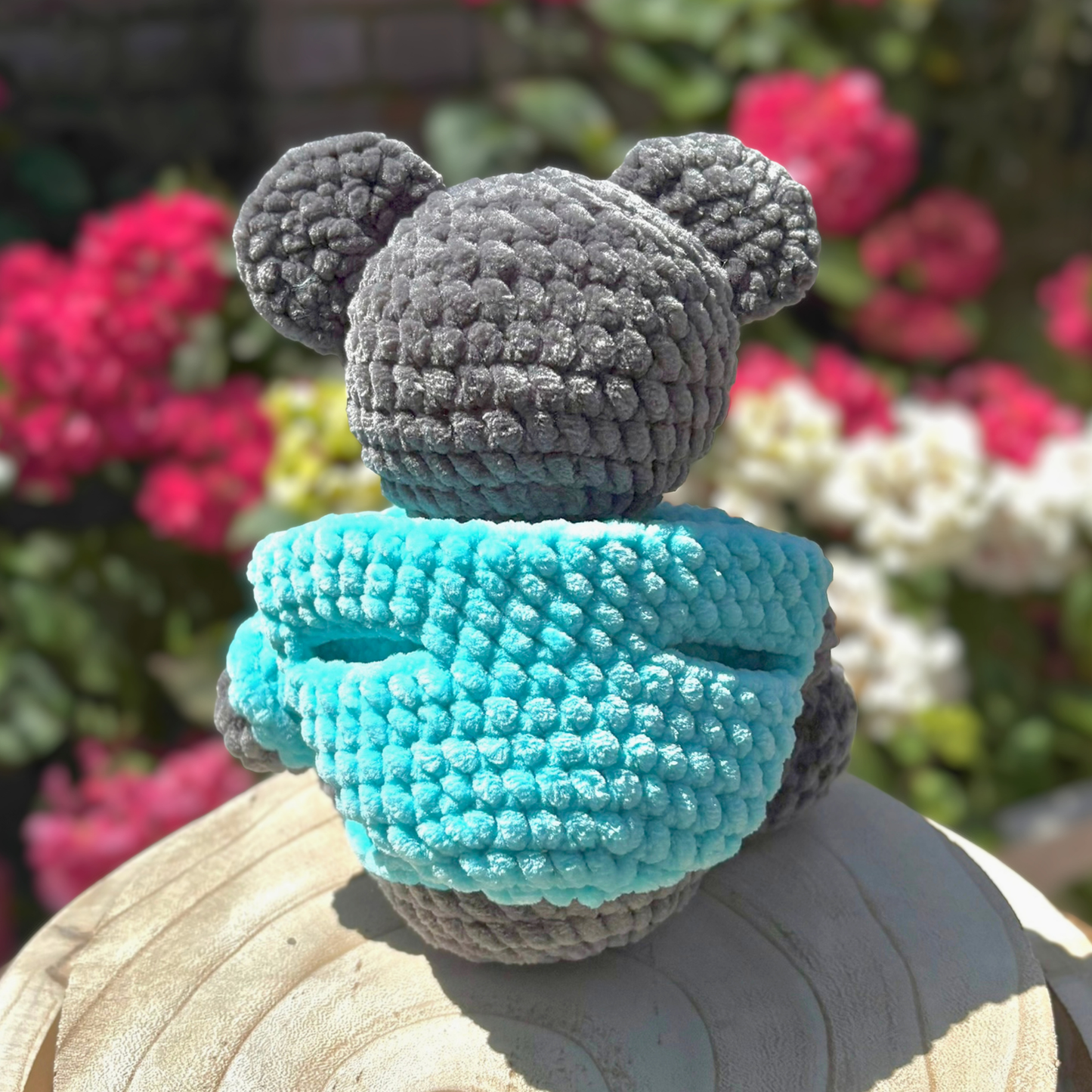 Crochet Hoody Elephant With Interactive Turquoise Hoody