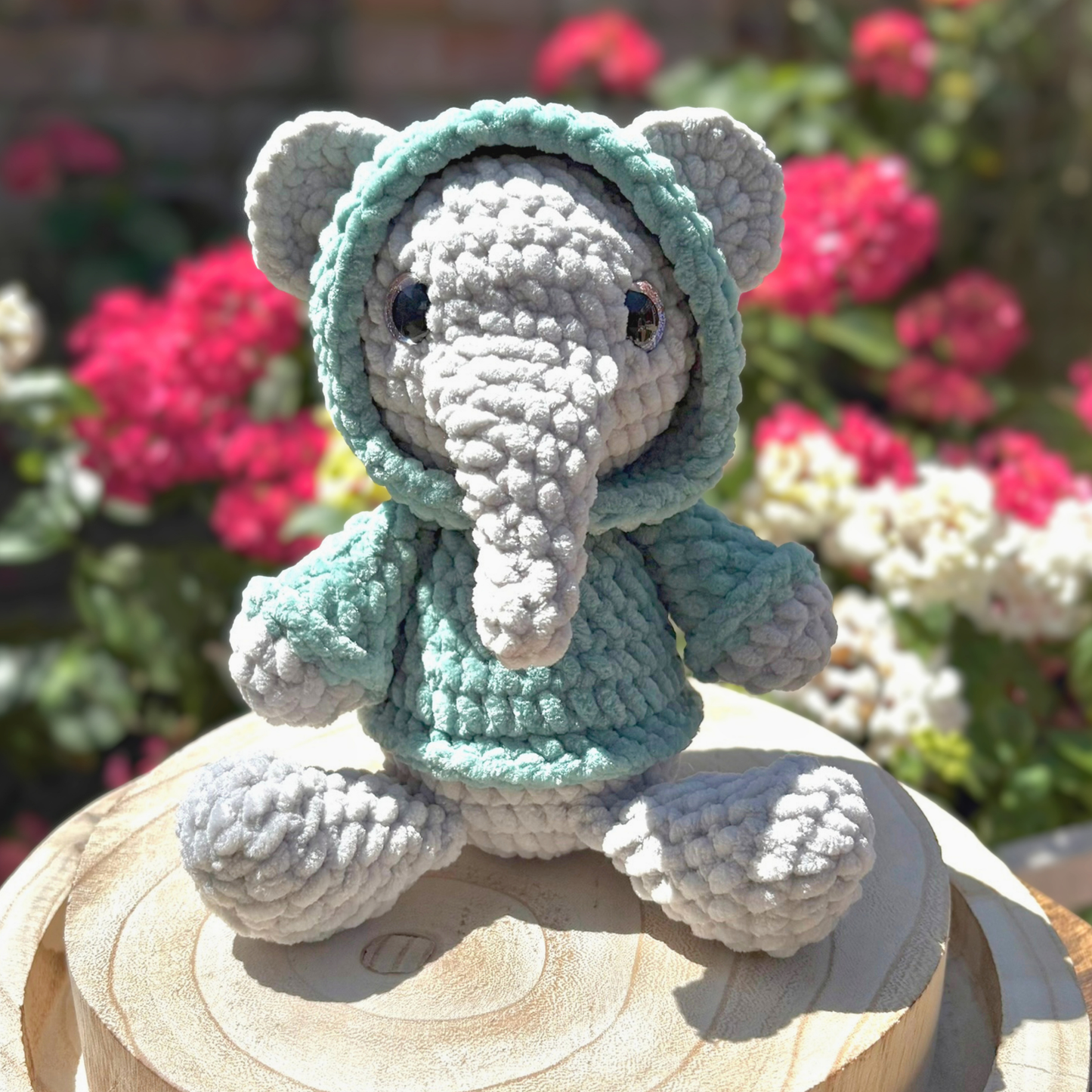 Crochet Hoody Elephant With Interactive Match Green Hoody