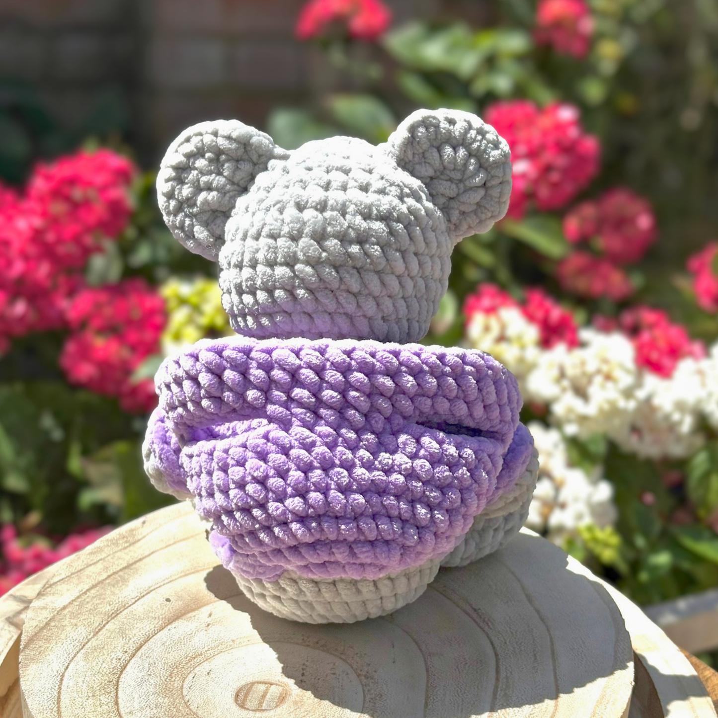 Crochet Hoody Elephant With Interactive Lilac Hoody