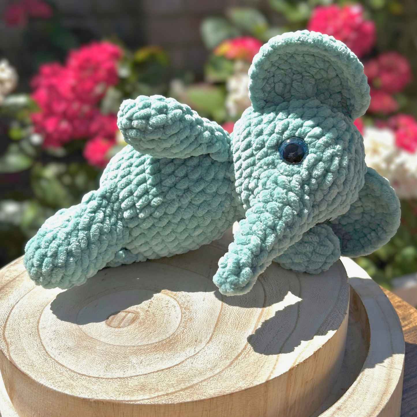 Crochet Chenille Elephant in Matcha Green