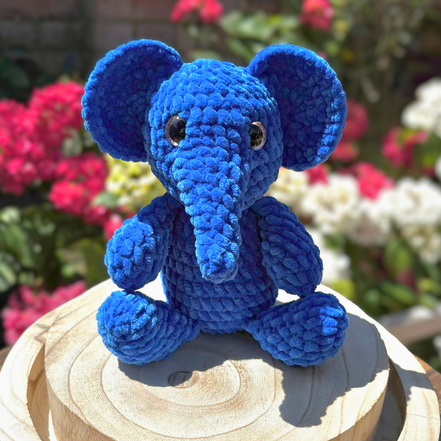 Crochet Chenille Elephant in Blue