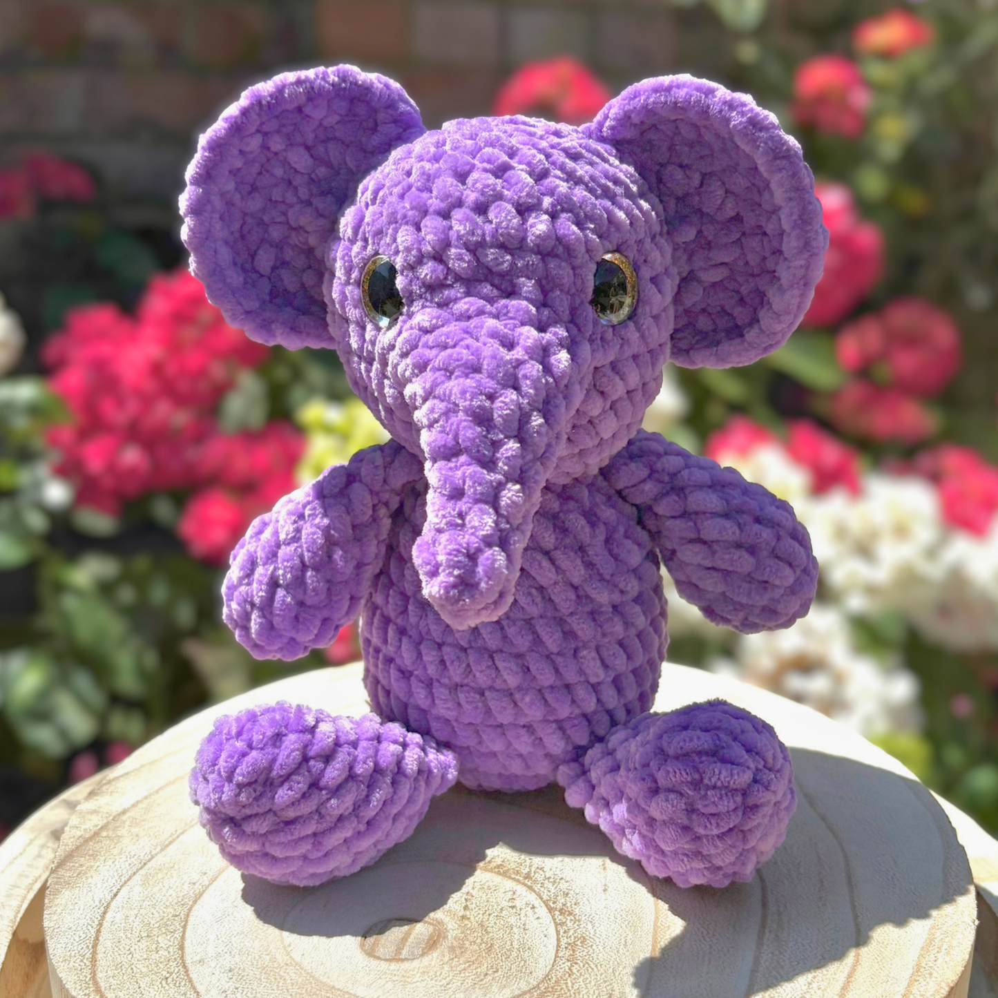Crochet Chenille Elephant in Purple