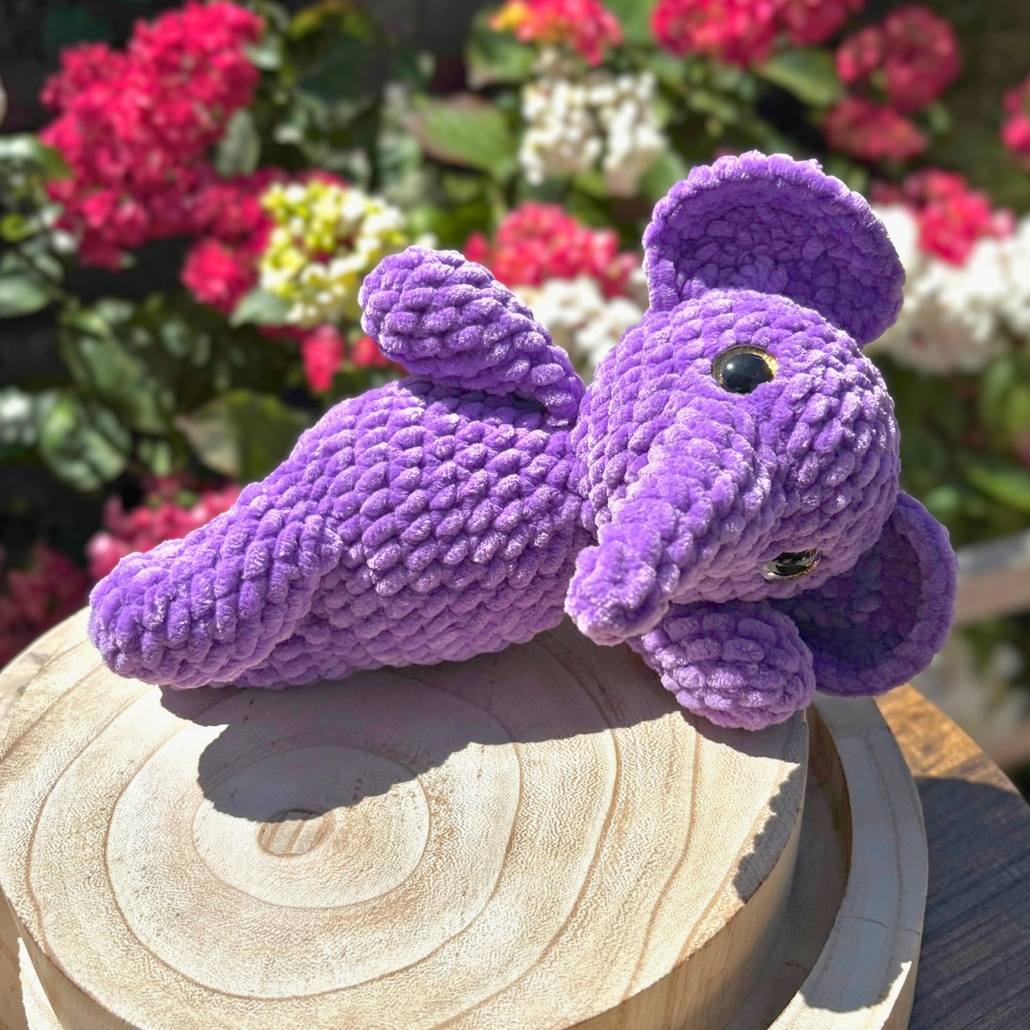Crochet Chenille Elephant in Purple