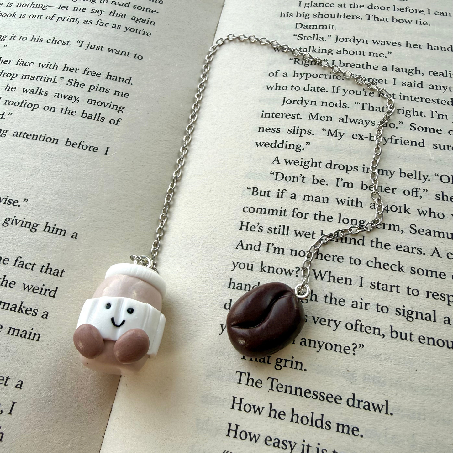 Coffee Cup Polymer Clay Chain Bookmark