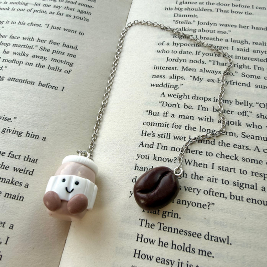 Coffee Cup Polymer Clay Chain Bookmark