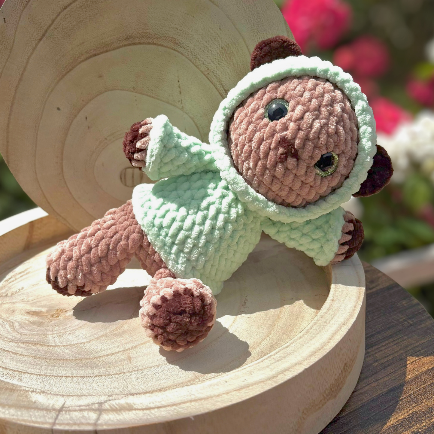 Crochet Hoody Bear With Interactive Matcha Green Hoody