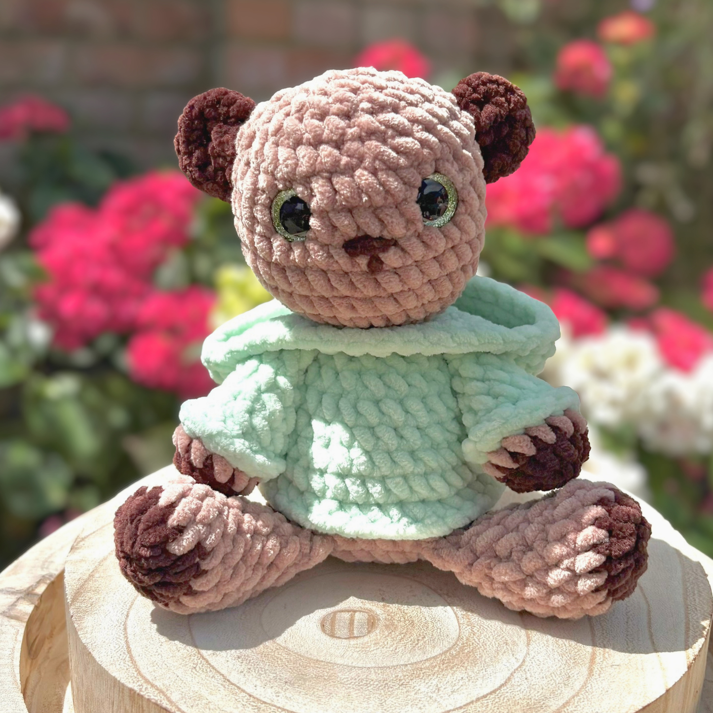 Crochet Hoody Bear With Interactive Matcha Green Hoody