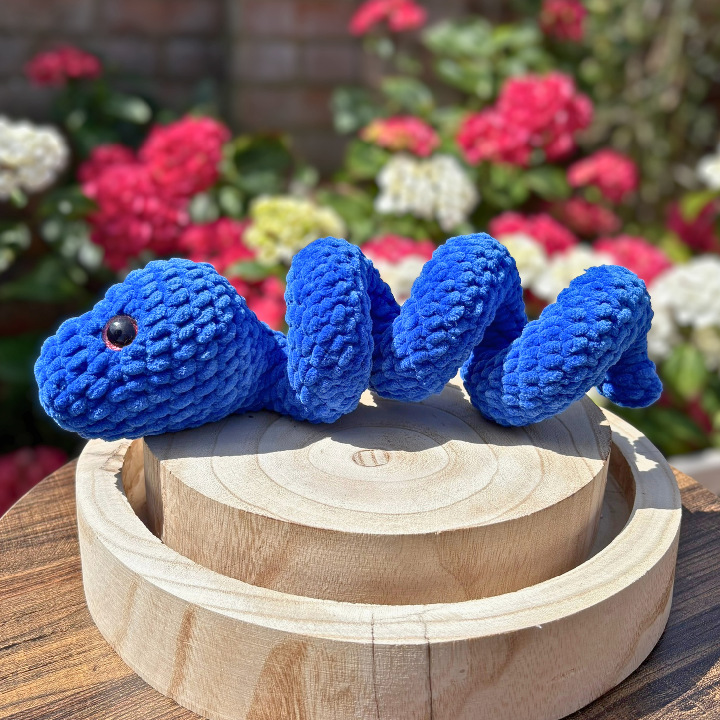 Crochet Chenille Twisty Snake in Blue Colour