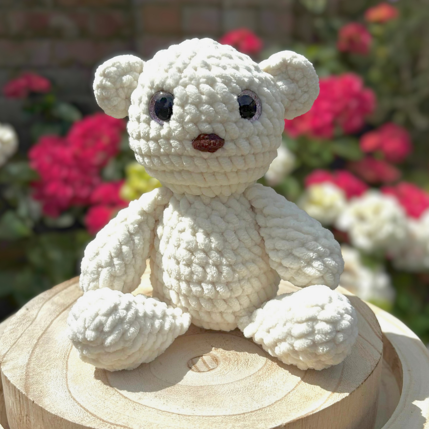 Crochet Chenille Bear in Cream