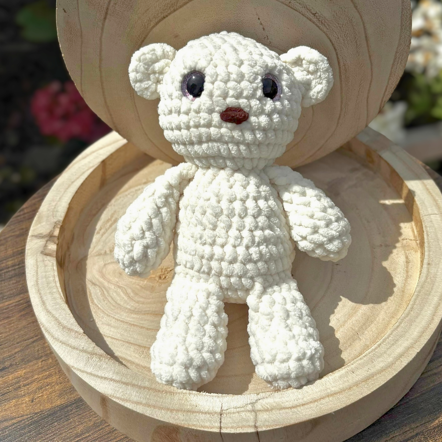 Crochet Chenille Bear in Cream