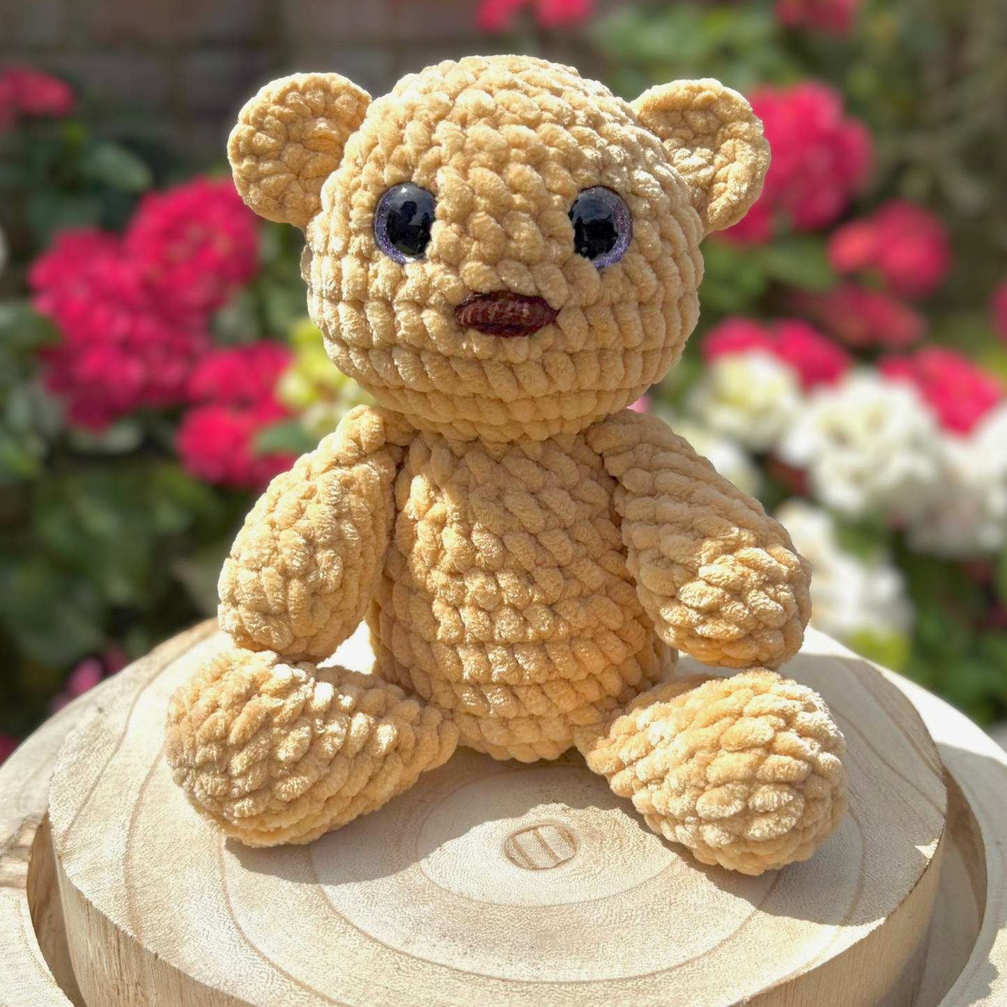 Crochet Chenille Bear in Beige