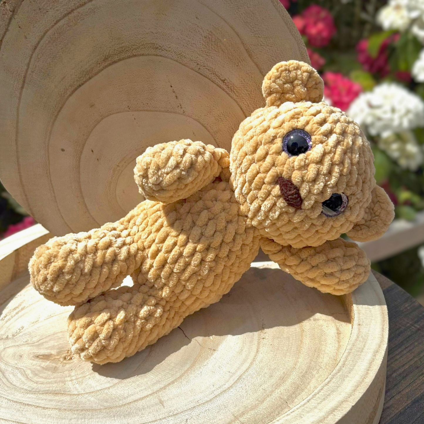 Crochet Chenille Bear in Beige