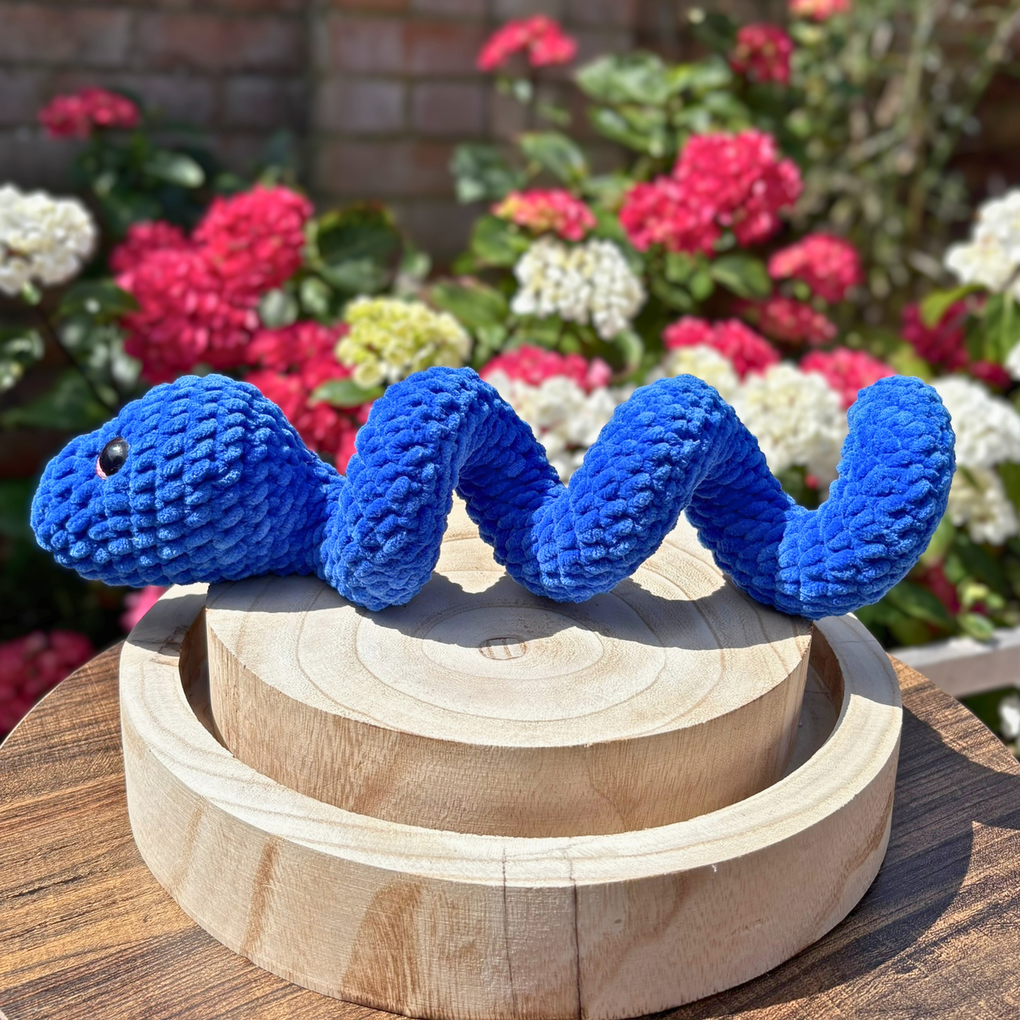 Crochet Chenille Twisty Snake in Blue Colour