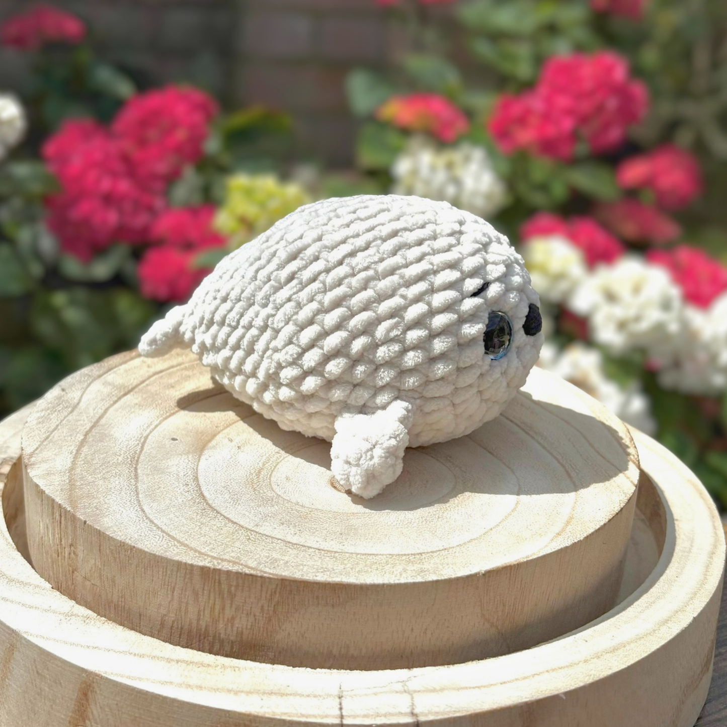 Crochet Chenille Seal in Oat Colour