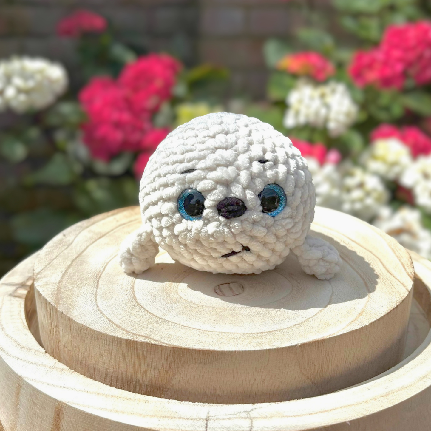 Crochet Chenille Seal in Oat Colour