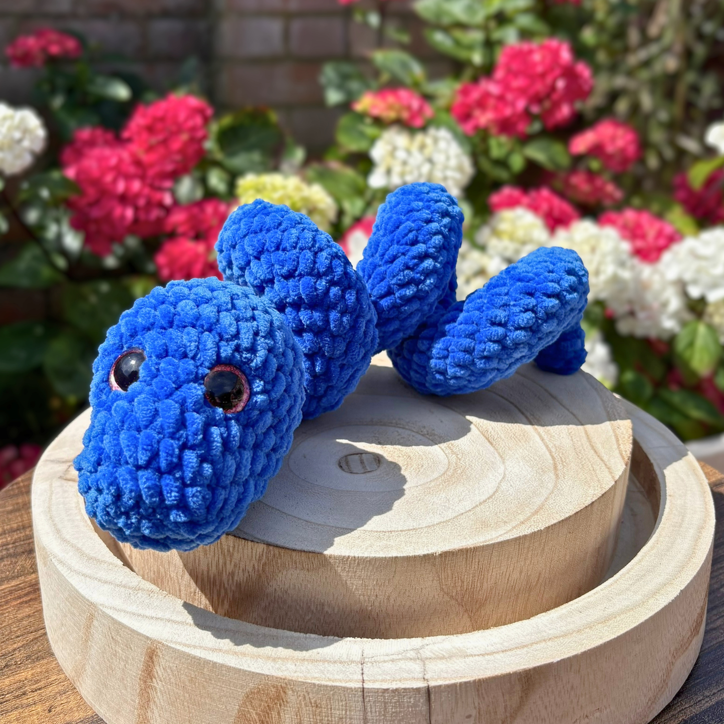 Crochet Chenille Twisty Snake in Blue Colour