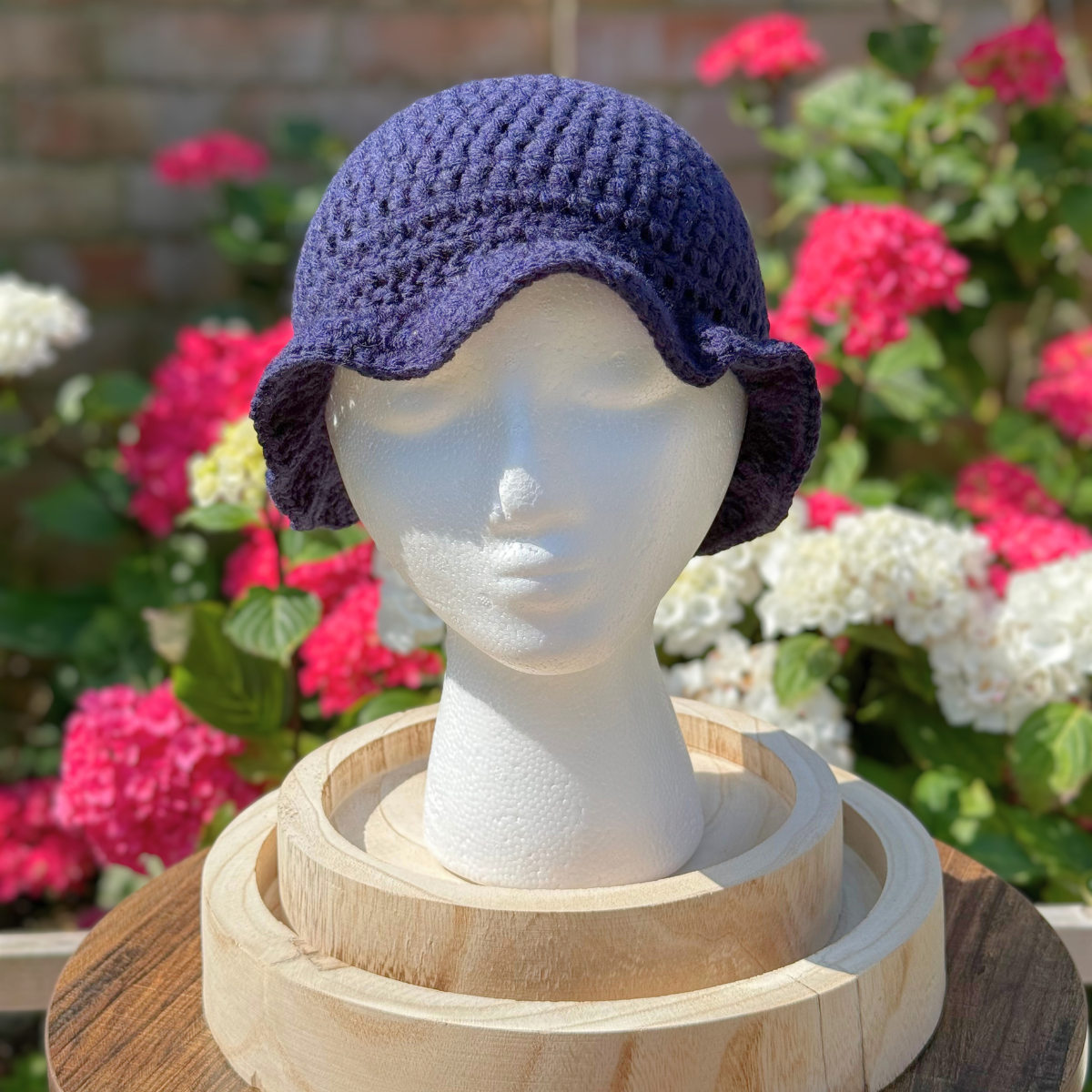 Handmade Crochet One Size Bucket Hat In Navy Blue