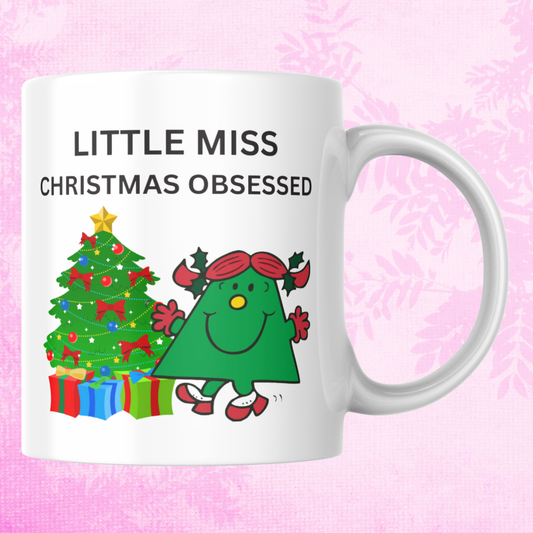 Novelty Little Miss Mug, Little Miss Christmas Obsessed, Can Be Personalised, Great Gift Idea