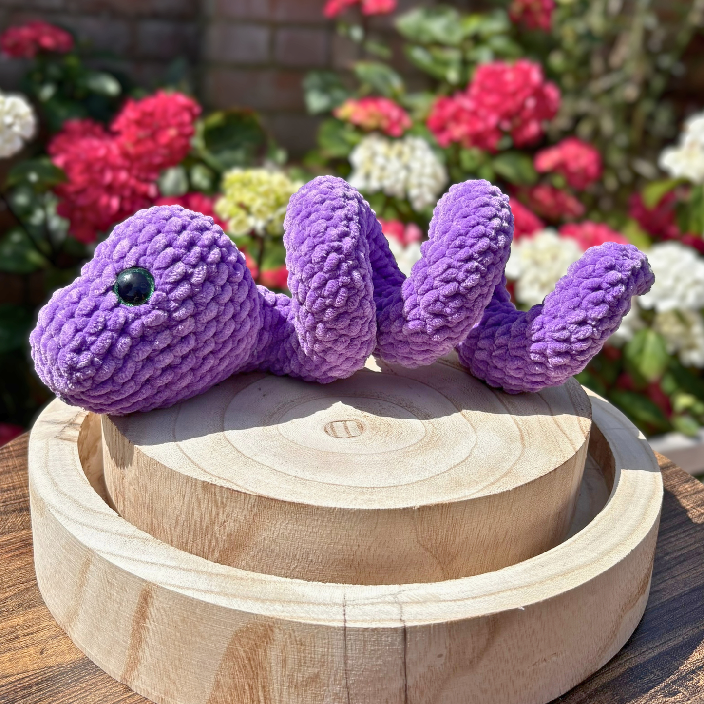 Crochet Chenille Twisty Snake in Purple Colour