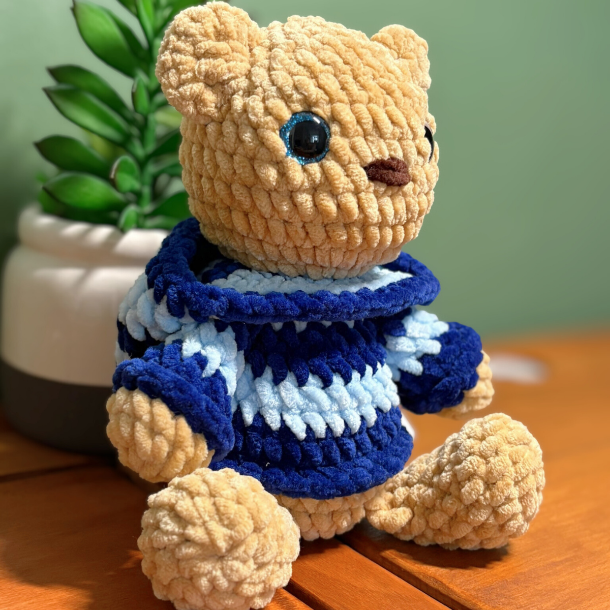 Crochet Hoody Bear With Striped Hoody