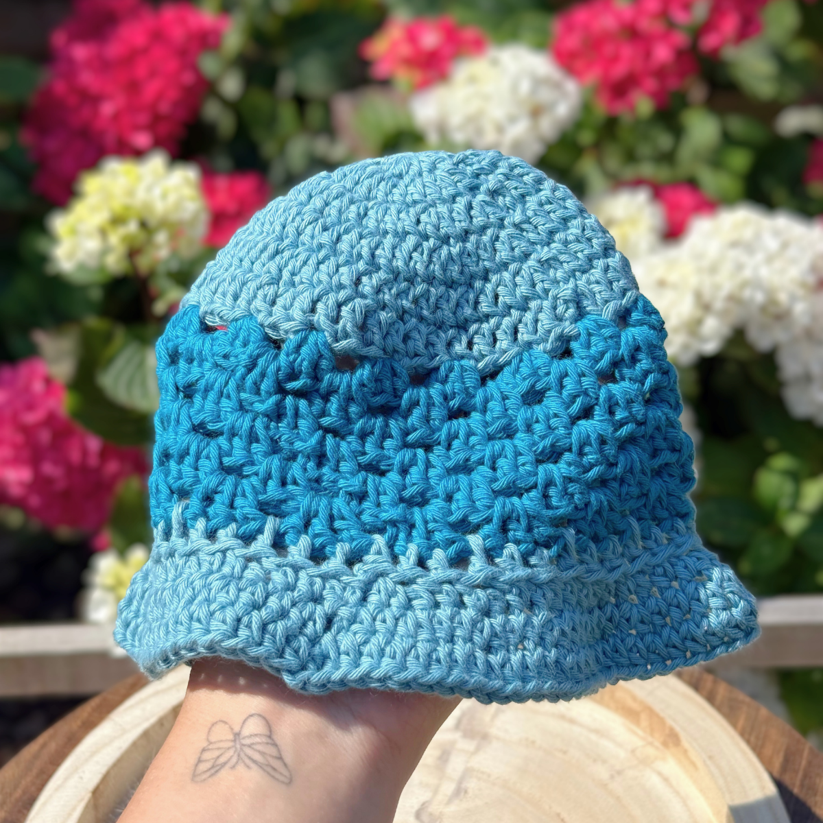 Handmade Crochet Toddler Bucket Hat in Teal 1-3 years