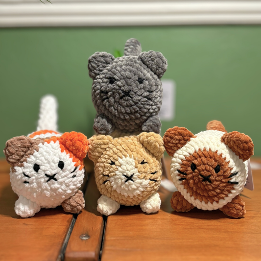 Crochet Chenille Loaf Cats with Embroidered Eyes