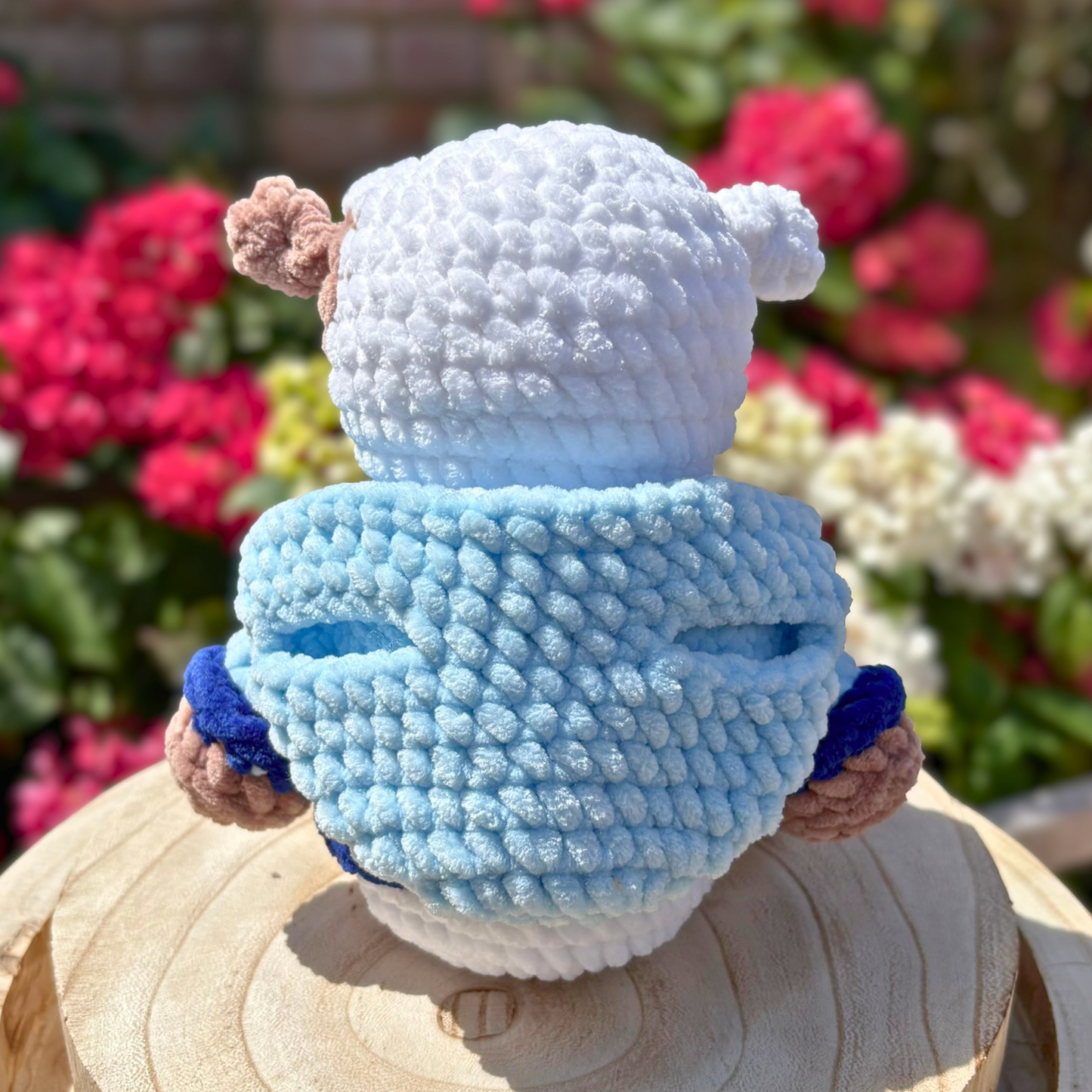 Crochet Hoody Cow in a Blue Interactive Hoody