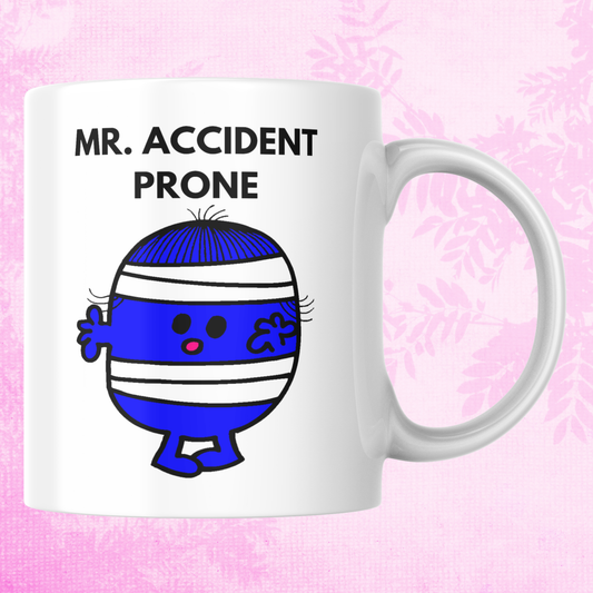 Novelty Mr. Men Mug, Mr. Accident Prone , Can Be Personalised, Great Gift Idea