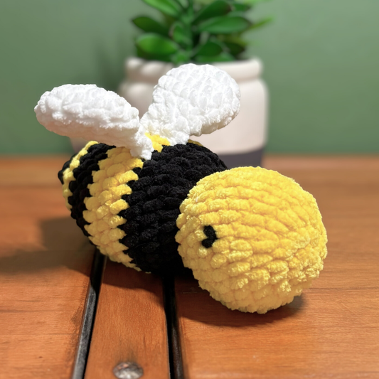 Crochet Chenille Bumble Bee with Embroidered Eyes