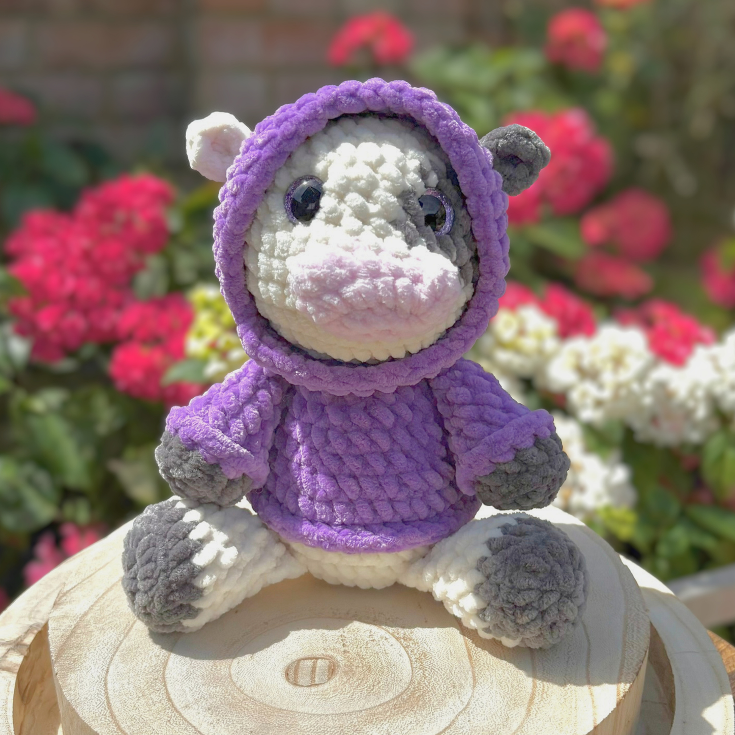 Crochet Hoody Cow in a Purple Interactive Hoody